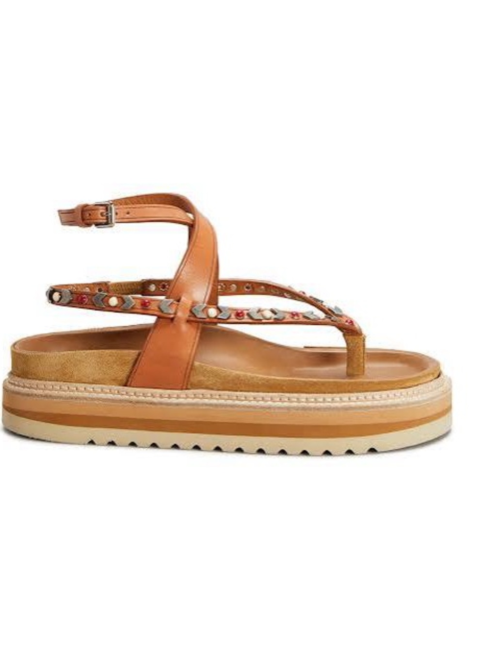 Isabel Marant Tan Studded Chunky Eltham Flatform Sandals in Natural EU39